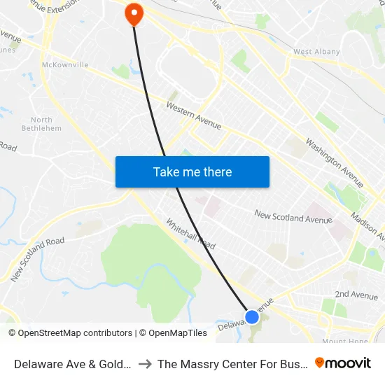 Delaware Ave & Golder St to The Massry Center For Business map