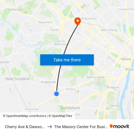 Cherry Ave & Dawson Rd to The Massry Center For Business map