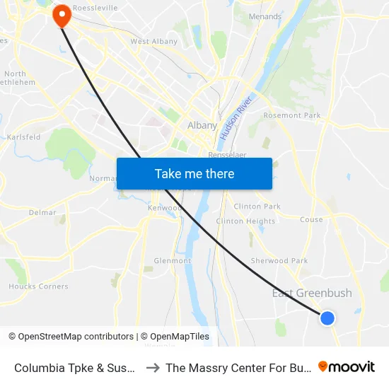 Columbia Tpke & Sussex Rd to The Massry Center For Business map