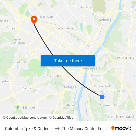 Columbia Tpke & Ondernonk Ave to The Massry Center For Business map