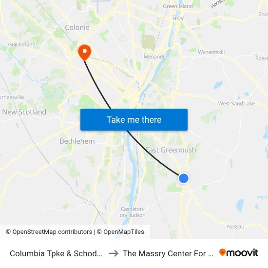 Columbia Tpke & Schodack Plaza to The Massry Center For Business map