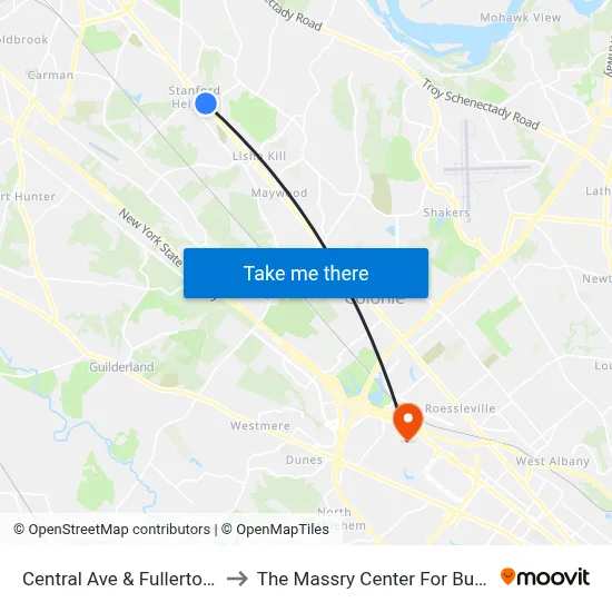 Central Ave & Fullerton Ave to The Massry Center For Business map
