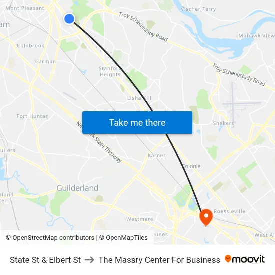 State St & Elbert St to The Massry Center For Business map