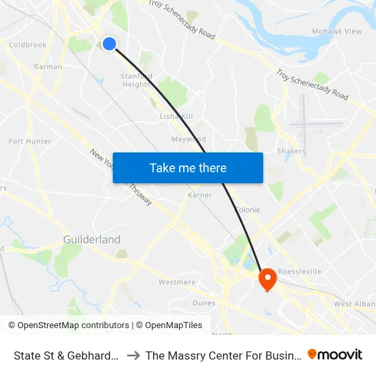 State St & Gebhardt St to The Massry Center For Business map