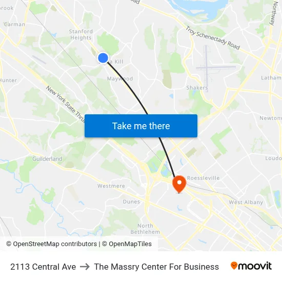 2113 Central Ave to The Massry Center For Business map