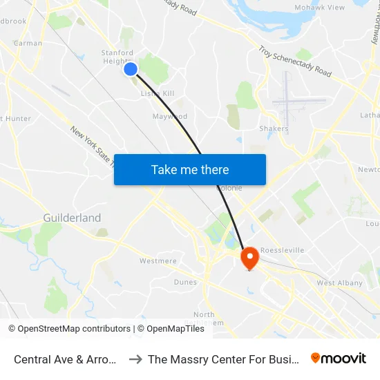 Central Ave & Arrow St to The Massry Center For Business map