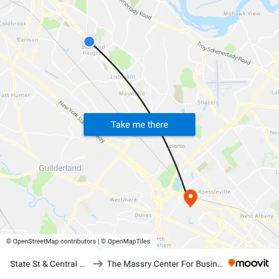 State St & Central Ave to The Massry Center For Business map