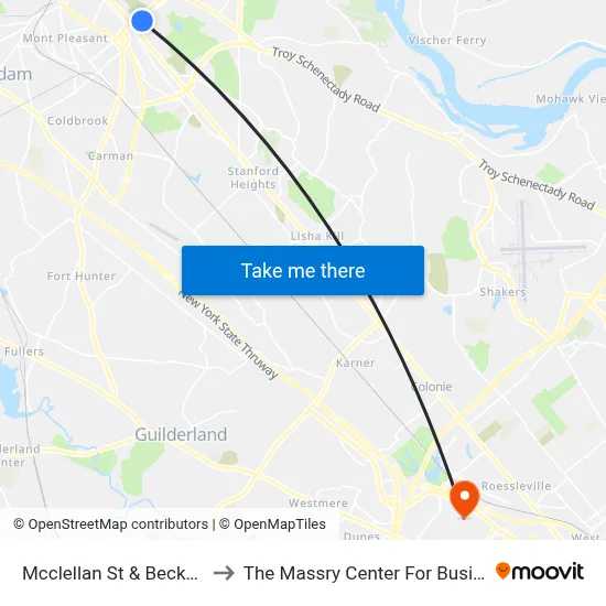 Mcclellan St & Becker St to The Massry Center For Business map