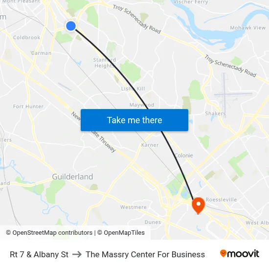 Rt 7 & Albany St to The Massry Center For Business map