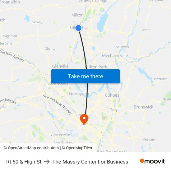 Rt 50 & High St to The Massry Center For Business map