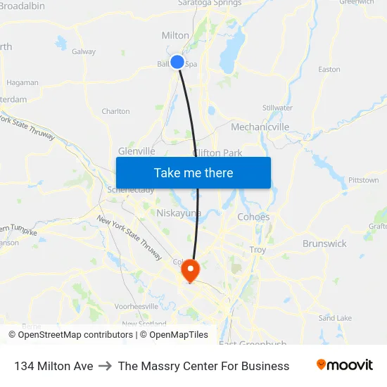 134 Milton Ave to The Massry Center For Business map