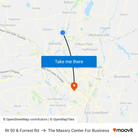 Rt 50 & Forrest Rd to The Massry Center For Business map