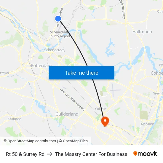 Rt 50 & Surrey Rd to The Massry Center For Business map