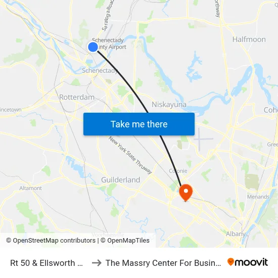 Rt 50 & Ellsworth Ave to The Massry Center For Business map