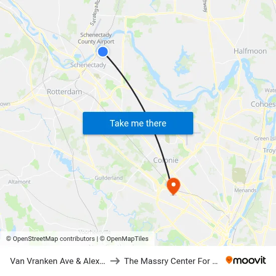 Van Vranken Ave & Alexander St to The Massry Center For Business map