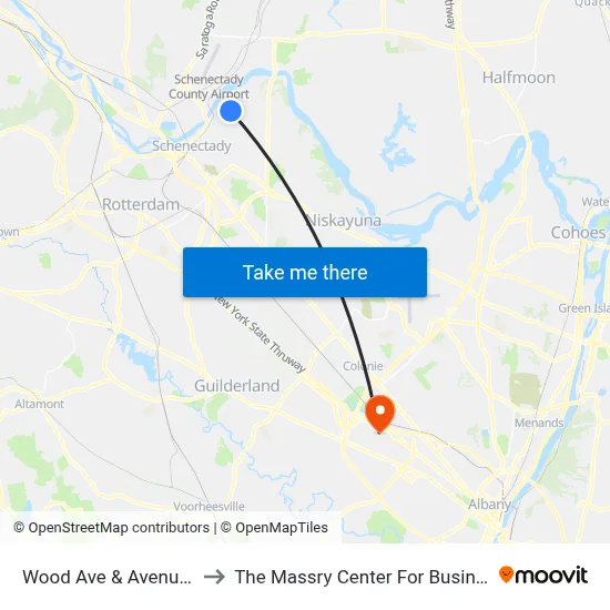 Wood Ave & Avenue B to The Massry Center For Business map