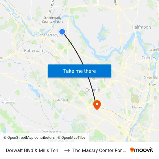 Dorwalt Blvd & Mills Ten Eyck Pw to The Massry Center For Business map