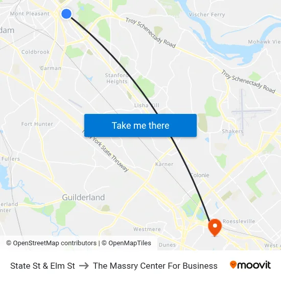 State St & Elm St to The Massry Center For Business map