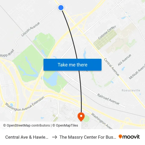 Central Ave & Hawley Ave to The Massry Center For Business map