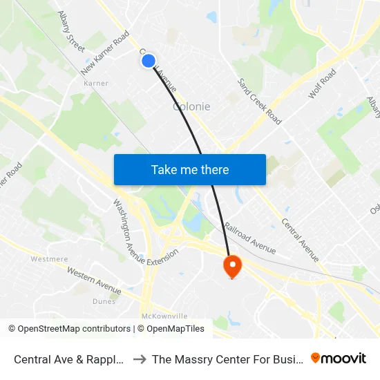 Central Ave & Rapple Rd to The Massry Center For Business map