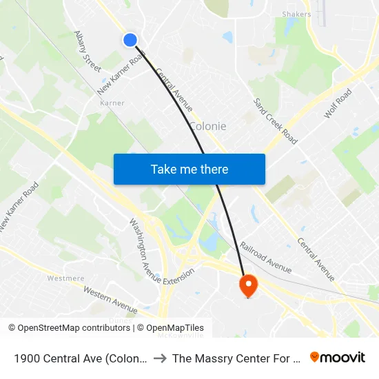 1900 Central Ave (Colonie Plaza) to The Massry Center For Business map