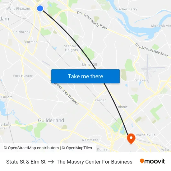 State St & Elm St to The Massry Center For Business map