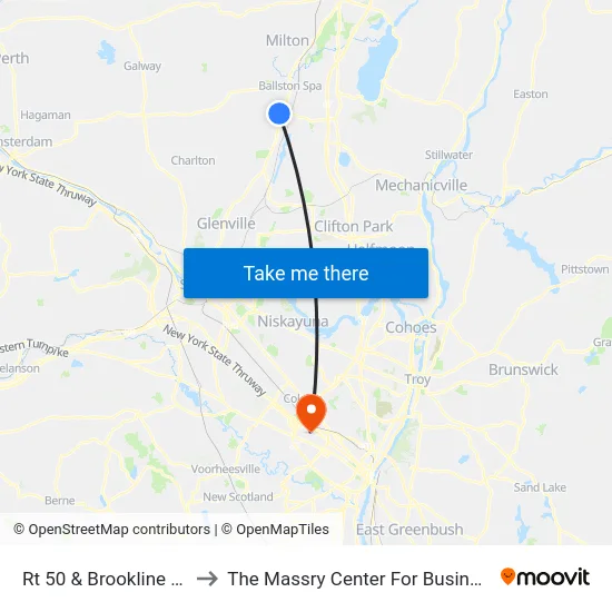 Rt 50 & Brookline Rd to The Massry Center For Business map