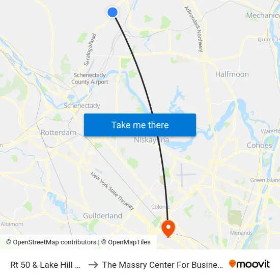 Rt 50 & Lake Hill Rd to The Massry Center For Business map