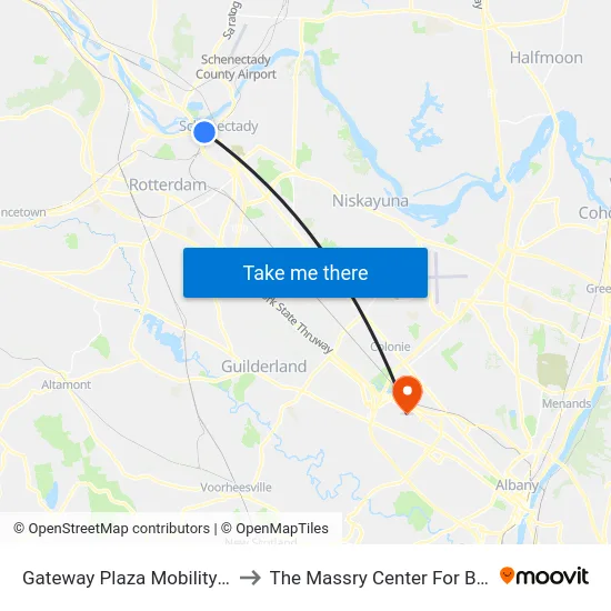 Gateway Plaza Mobility Center to The Massry Center For Business map