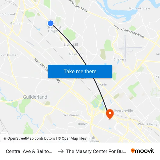 Central Ave & Balltown Rd to The Massry Center For Business map