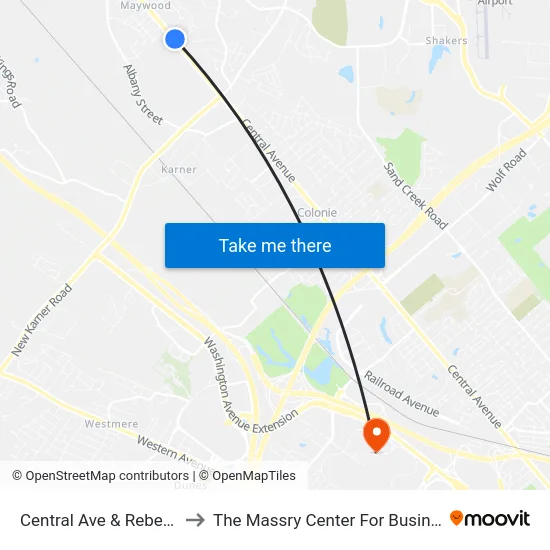 Central Ave & Reber St to The Massry Center For Business map