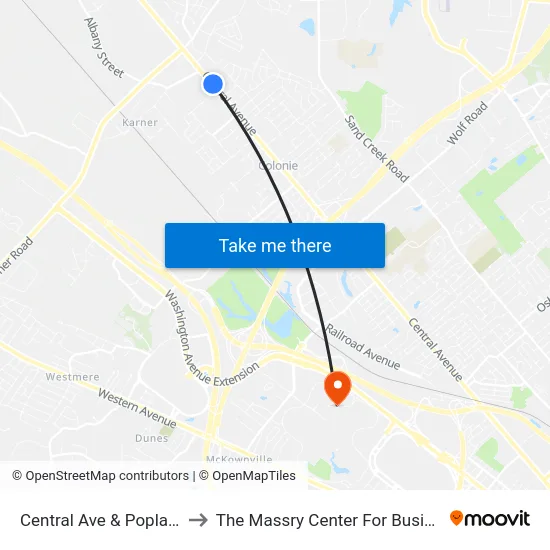 Central Ave & Poplar St to The Massry Center For Business map