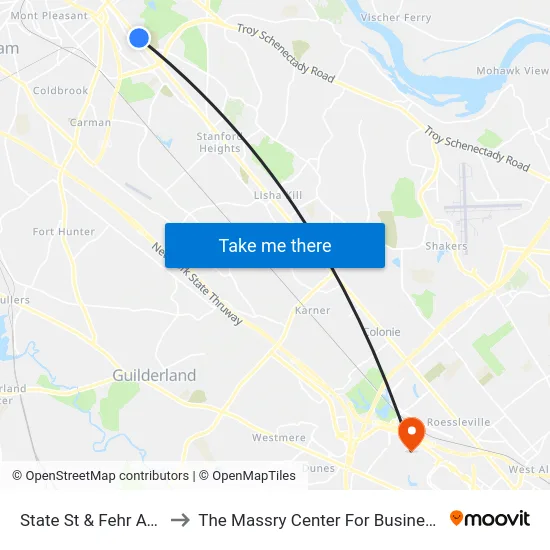 State St & Fehr Ave to The Massry Center For Business map