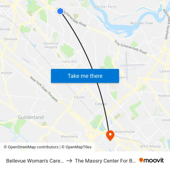 Bellevue Woman's Care Center to The Massry Center For Business map