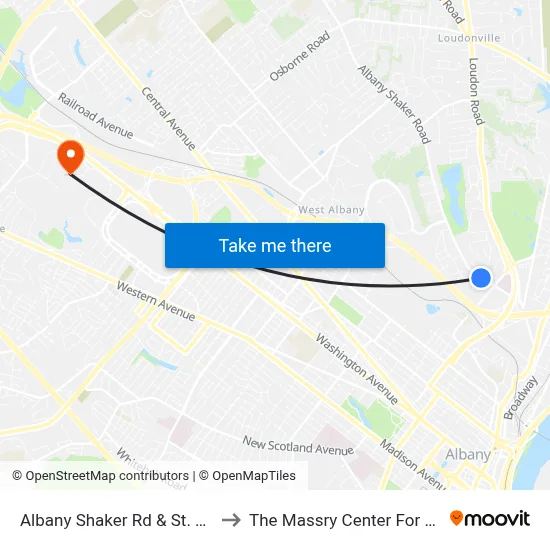 Albany Shaker Rd & St. Agnes Ln to The Massry Center For Business map