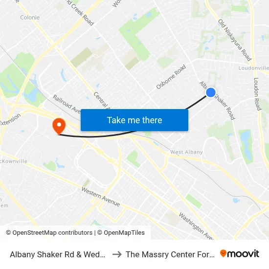 Albany Shaker Rd & Wedgewood Dr to The Massry Center For Business map