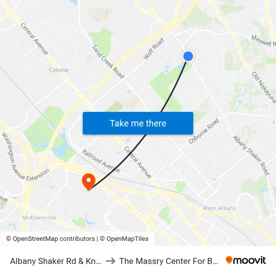 Albany Shaker Rd & Knauf Ln to The Massry Center For Business map