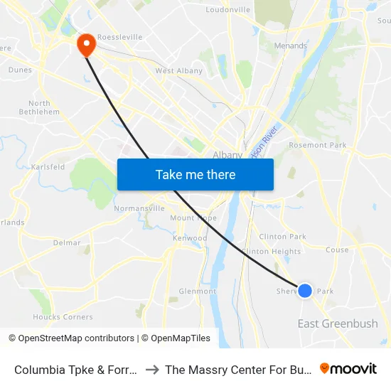 Columbia Tpke & Forrest Dr to The Massry Center For Business map