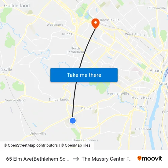 65 Elm Ave(Bethlehem Sch Maint Dept) to The Massry Center For Business map