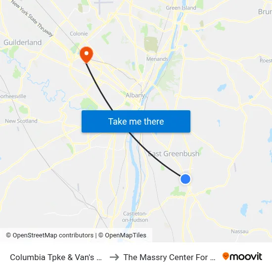 Columbia Tpke & Van's Gift Store to The Massry Center For Business map