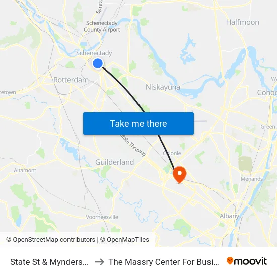 State St & Mynderse St to The Massry Center For Business map
