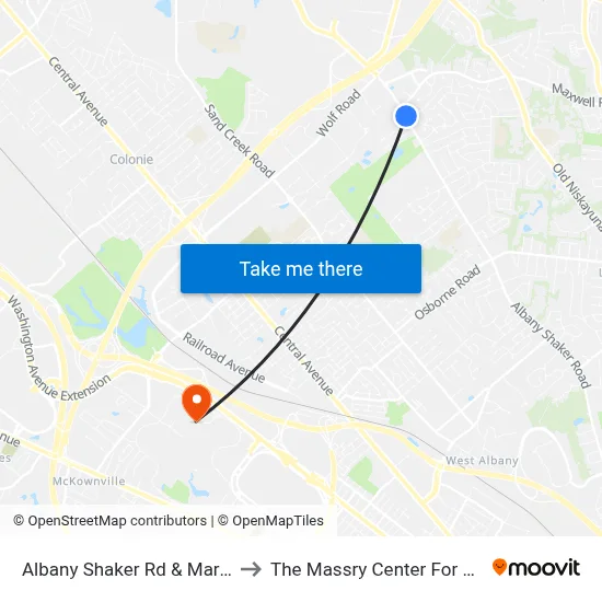 Albany Shaker Rd & Margaret Dr to The Massry Center For Business map