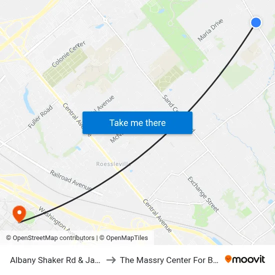 Albany Shaker Rd & James Dr to The Massry Center For Business map