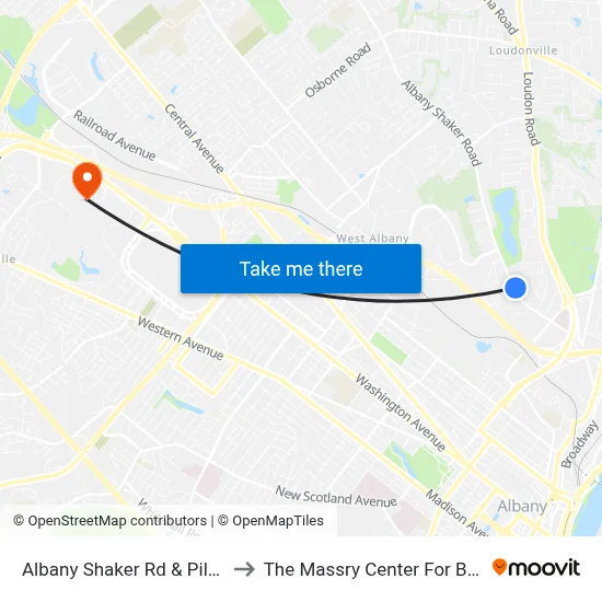 Albany Shaker Rd & Pilgrim Dr to The Massry Center For Business map
