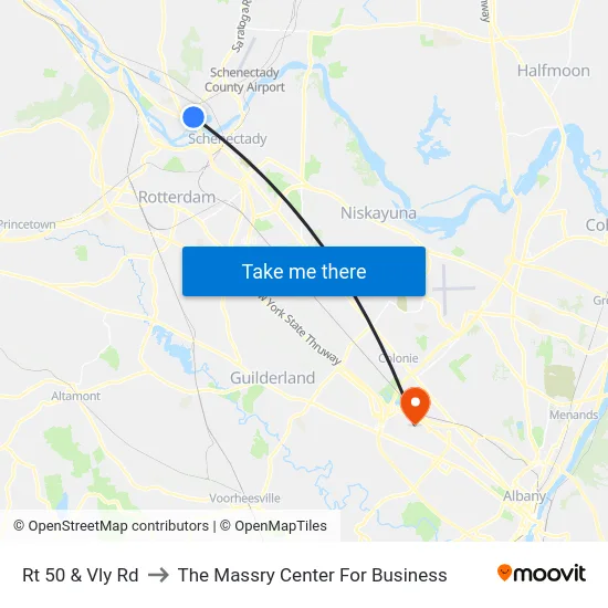 Rt 50 & Vly Rd to The Massry Center For Business map