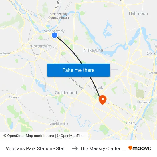Veterans Park Station - State St & Veeder Ave to The Massry Center For Business map