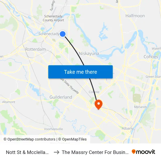 Nott St & Mcclellan St to The Massry Center For Business map