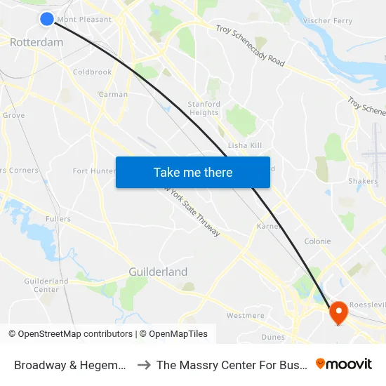 Broadway & Hegeman St to The Massry Center For Business map