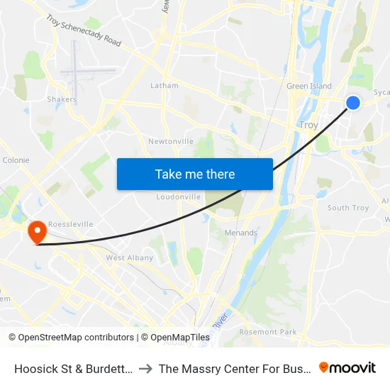 Hoosick St & Burdett Ave to The Massry Center For Business map