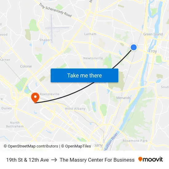19th St & 12th Ave to The Massry Center For Business map